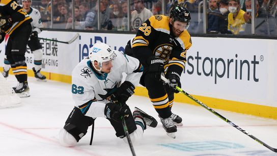 Derek Forbort offered glimpse at his true value on Boston’s D corps during gut-check finish against Sharks taken at TD Garden (Bruins)