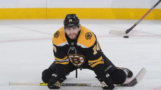 Oreos have been sailing Jake DeBrusk's way during warmups - and he couldn't be happier taken at Warrior Ice Arena (Bruins)