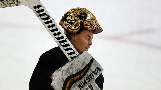 Bruins turn to a familiar friend in search of emergency backup goalie for Monday’s practice taken at BSJ Headquarters (Bruins)