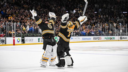 Jeremy Swayman confident successful partnership with Linus Ullmark will continue in 2023-24 taken at BSJ Headquarters (Bruins)