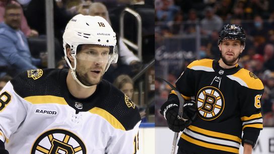 From Brno to Boston: Childhood friends Pavel Zacha, Jakub Zboril find their paths cross once again in Bruins’ locker room taken at BSJ Headquarters (Bruins)