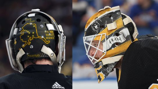 ‘Ohana’, Nordic runes & the North End: Inside the stories behind Linus Ullmark, Jeremy Swayman’s goalie masks taken at Warrior Ice Arena (Bruins)