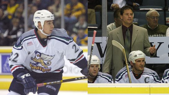 From Grand Rapids to the Garden, Bruce Cassidy & Chris Kelly's paths cross once again on Boston’s bench taken at Warrior Ice Arena (Bruins)