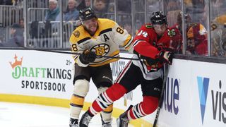 FINAL: Bruins 3, Blackhawks 1 - Pastrnak scores twice as Boston wins season-opener; Bedard picks up first taken at TD Garden (Bruins). Photo by (Maddie Meyer/Getty Images)