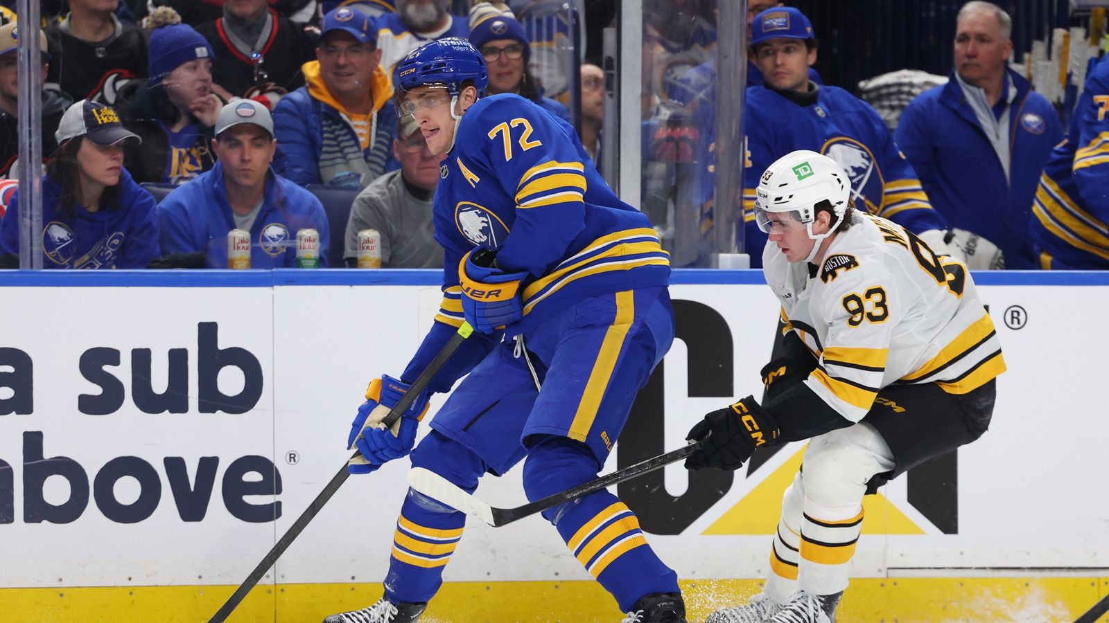FINAL: Game 1 - Sabres 4, Bruins 3 - Buffalo scores 4 goals in final 8 minutes to stun Boston taken at BSJ Headquarters (Bruins). Photo by (USA Today Network)
