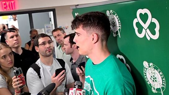 Celtics sign rookie Hugo Gonzalez as new draftees get their first taste of Boston taken at Huntington Avenue YMCA (Celtics)