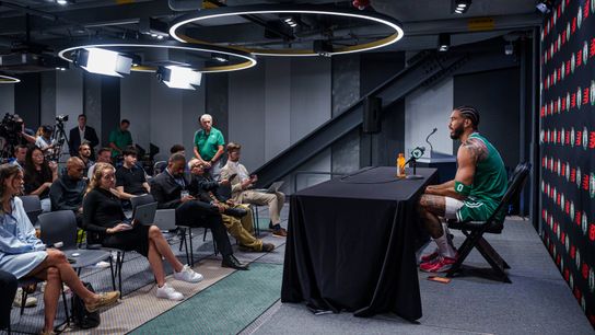 Highlights from Boston Celtics media day: Jayson Tatum's recovery, Jaylen Brown's evolution, and getting more out of everyone taken at the Auerbach Center (Celtics)