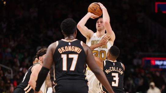 Celtics shooting clinic vs. Hawks was secretly a story of defensive differences taken at State Farm Arena. Photo by © Brett Davis-Imagn Images