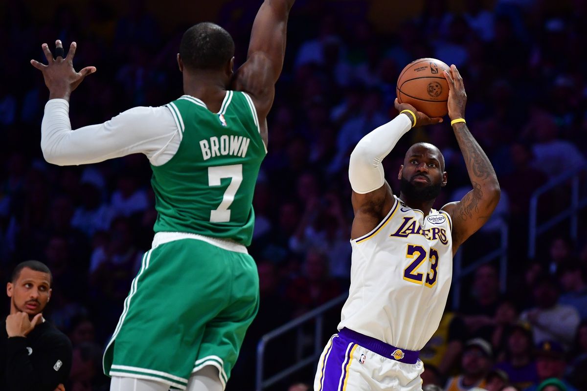 Jaylen Brown and LeBron James