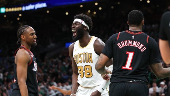 Simone's Six: Neemias Queta dominates, Jaylen Brown's patience, and effort without credit in Celtics-76ers taken at TD Garden. Photo by © Paul Rutherford