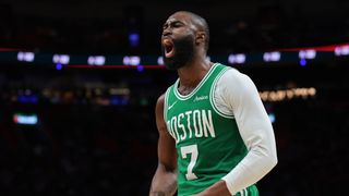 Simone's Six: Jaylen Brown's buckets, Jayson Tatum's triple-double, and Sam Hauser's threes in Celtics-Heat taken at Kaseya Center (Celtics). Photo by Sam Navarro-Imagn Images