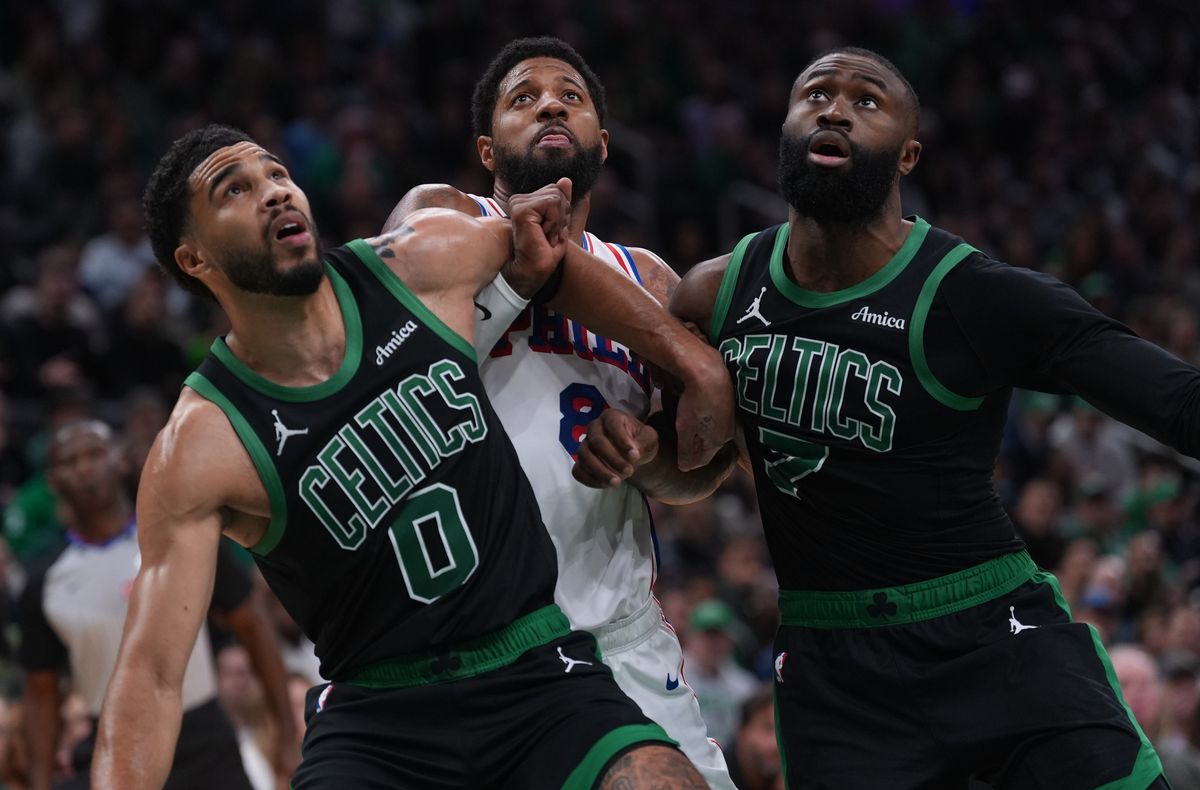 Jayson Tatum, Paul George, and Jaylen Brown