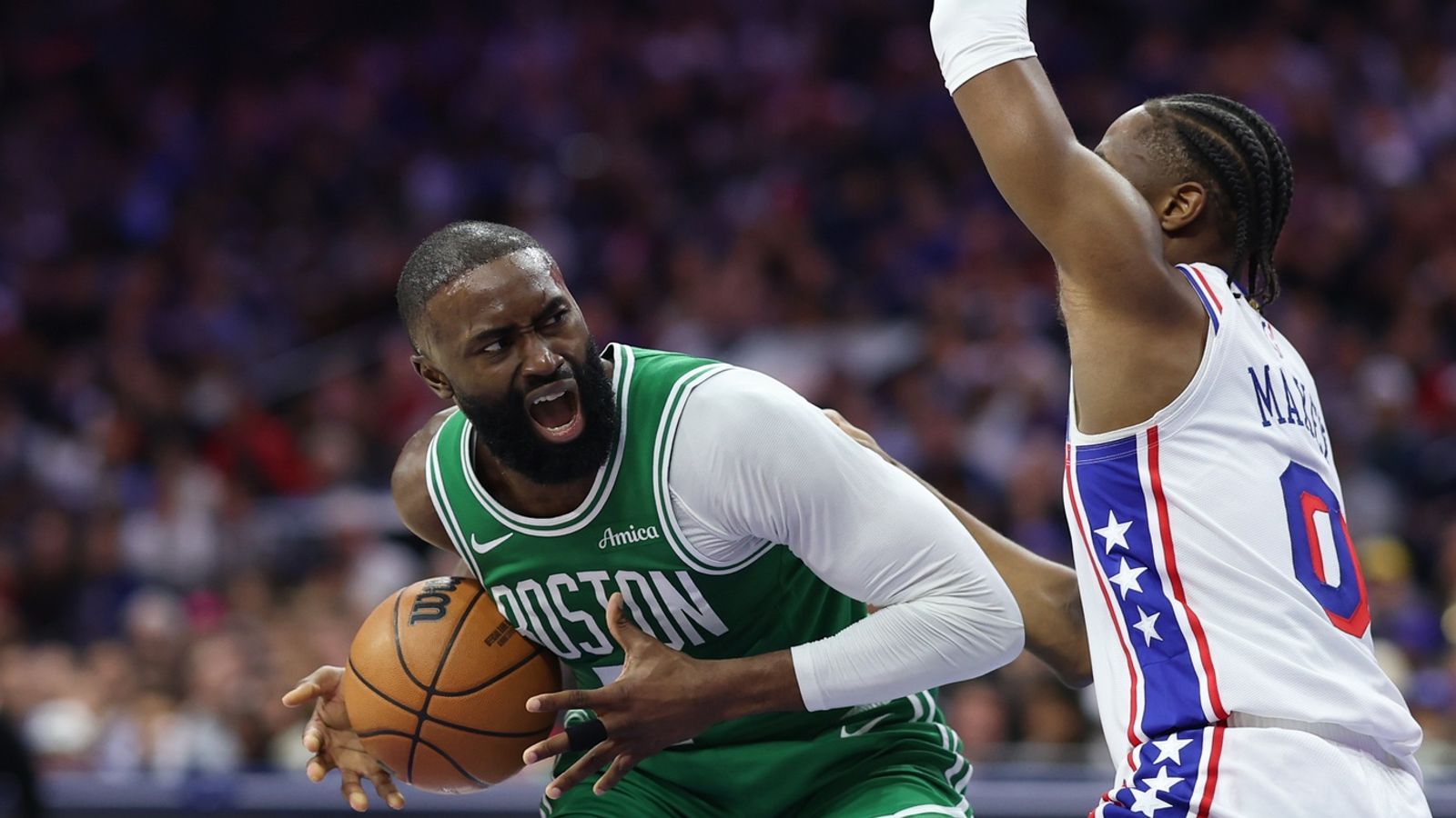 FINAL: 76ers 106, Celtics 93 - A Boston catastrophe taken at Xfinity Mobile Arena (Celtics). Photo by © Bill Streicher