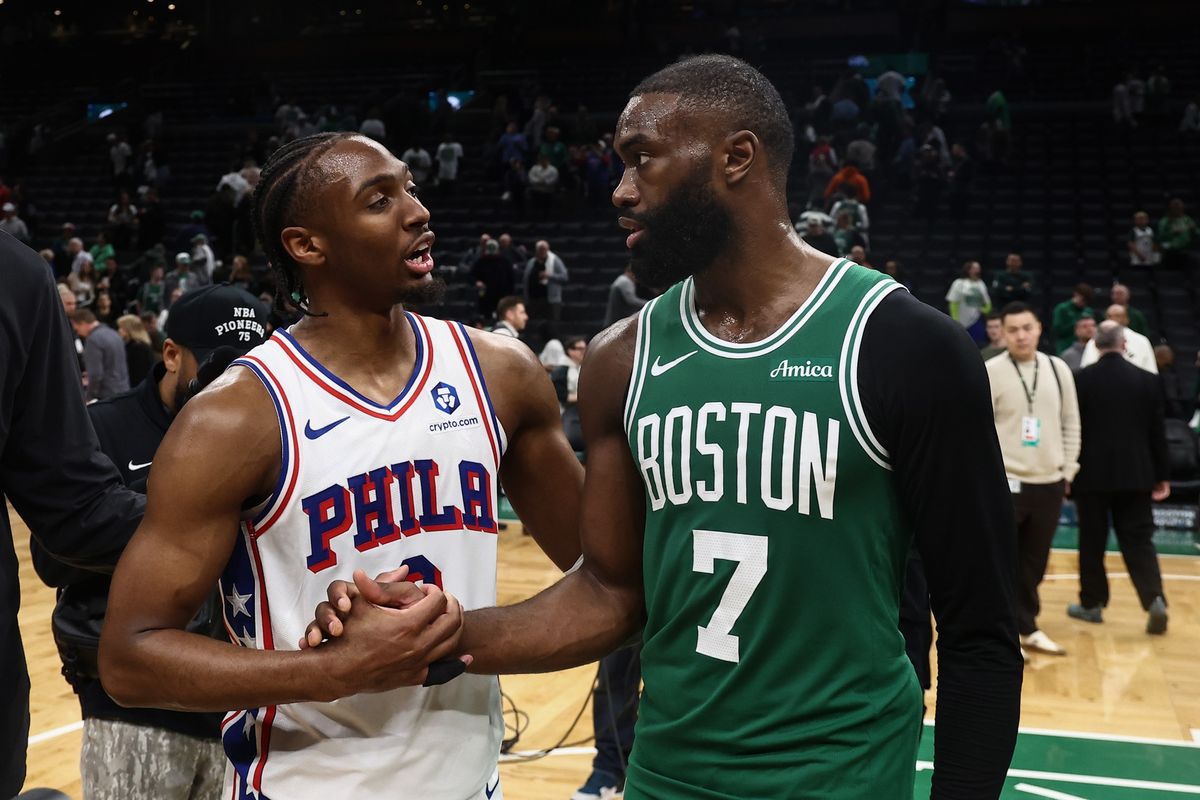 Tyrese Maxey and Jaylen Brown