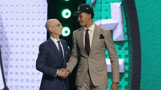 Celtics select Chris Cenac Jr. with No. 27 pick in 2026 NBA Draft taken at BSJ Headquarters (Celtics). Photo by © Brad Penner