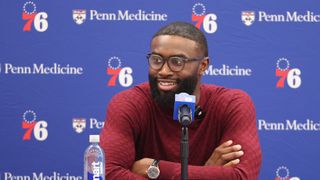 Simone: Jaylen Brown's first press conference since the trade left plenty of room for speculation taken at BSJ Headquarters (Celtics). Photo by © Bill Streicher