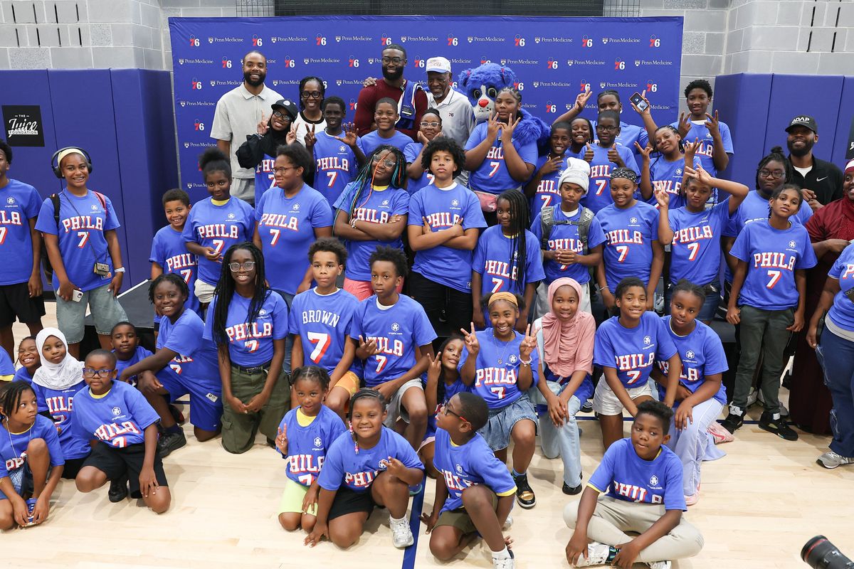 Jaylen Brown with local kids he invited from the community Jaylen Brown with local kids he invited from the community