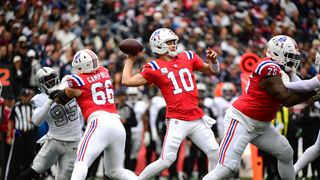 BSJ Game Report: Patriots 45, Raiders 17 - Maye (5 total TDs) stars in a blowout taken at Gillette Stadium (Patriots). Photo by (Imagn Images)