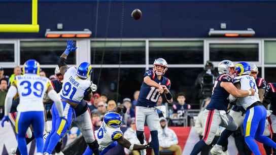 BSJ Game Report: Rams 28, Patriots 22 - New England, Maye (282 yards, 2 TDs) can't overcome defense vs. Stafford (295, 4 TDs)  taken at Gillette Stadium (Patriots)