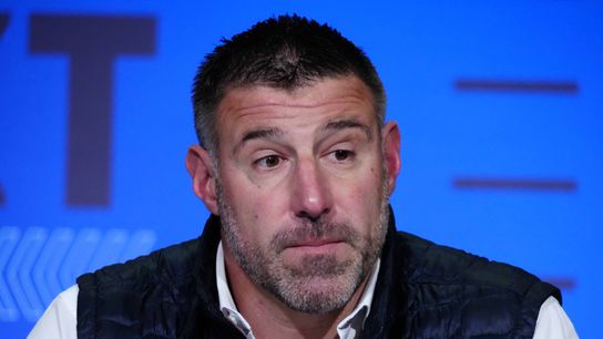 Quickie reaction to Mike Vrabel's podium comments at the NFL Combine taken at BSJ Headquarters (Patriots)