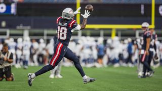 FINAL: Patriots 13, Colts 13 - DeVito 12-yard touchdown pass to Kyle Williams; Borregales misses GW kick taken at Gillette Stadium (Patriots). Photo by (Paul Johnson for BSJ)