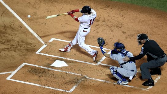 Andrew Benintendi on his record-setting, 4-hit night: 'I don't really care, honestly' taken at Fenway Park (2018 World Series)