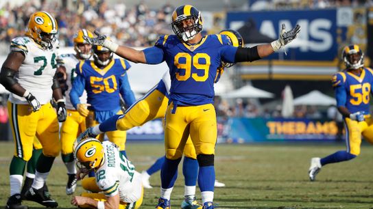 Aaron Donald knows he has to get to Tom Brady quickly for Rams have a chance Sunday taken at Georgia World Congress Center (Super Bowl LIII)