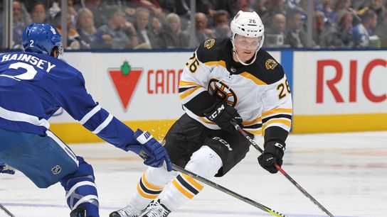With Bergeron out, can Colby Cave stop the revolving door at 1st-line center? taken at Scotiabank Arena (Bruins)