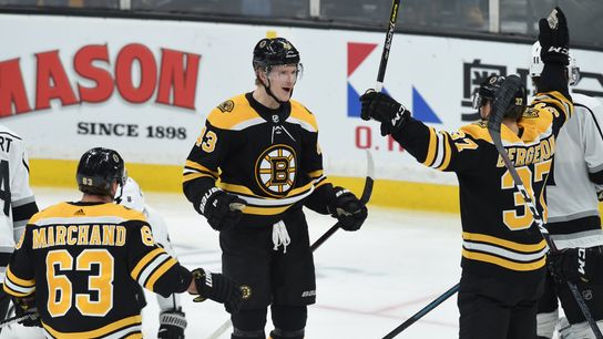 Could Danton Heinen remain on Bruins' top line when David Pastrnak returns? The results speak for themselves taken at Warrior Ice Arena (Bruins)