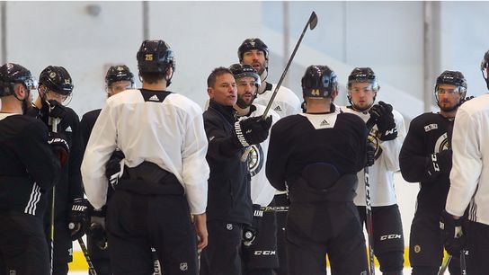 In search of an ‘unbiased opinion,’ Bruce Cassidy & staff embrace analytics to give Bruins an inside edge taken at Warrior Ice Arena (2019 Stanley Cup Playoffs)