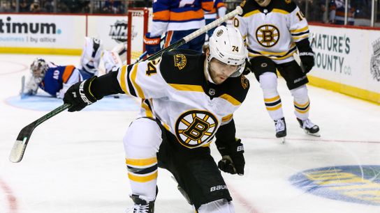 Taking a closer look at Jake DeBrusk's new, high-tech stick that's turning heads taken at Warrior Ice Arena (Bruins)