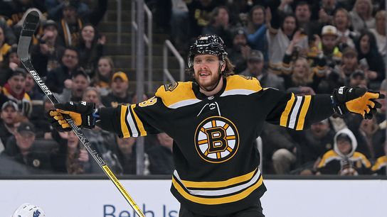 Another scoring milestone wasn't the only reason Wednesday was a banner night for David Pastrnak taken at TD Garden (Bruins)