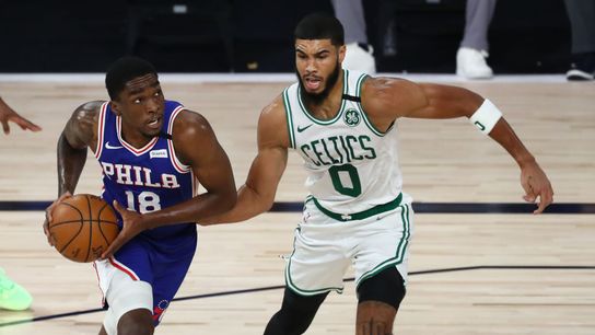 Jayson Tatum emerging as a defensive star vs. 76ers taken at BSJ Headquarters (Celtics)