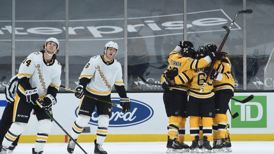 BSJ Game Report: Bruins 7, Penguins 5 - Marchand's hat trick, top stars do heavy lifting against Penguins taken at TD Garden (Bruins)
