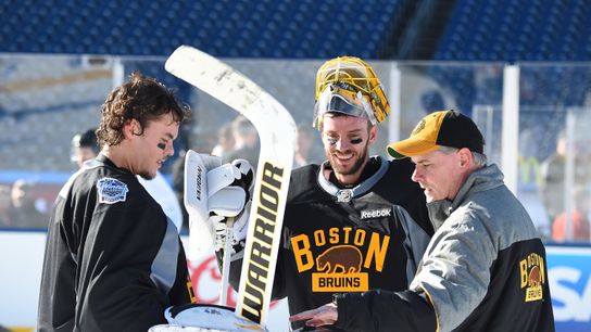 Whether it be Mrazek or McElhinney in Game 3, Bruins goalie coach Bob Essensa has done his homework taken at Raleigh, N.C. (2019 Stanley Cup Playoffs)