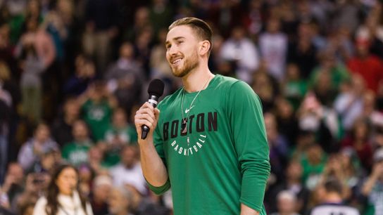 Gordon Hayward is running on a court again but is a 'long way away' from playing taken at Healthpoint (Celtics)