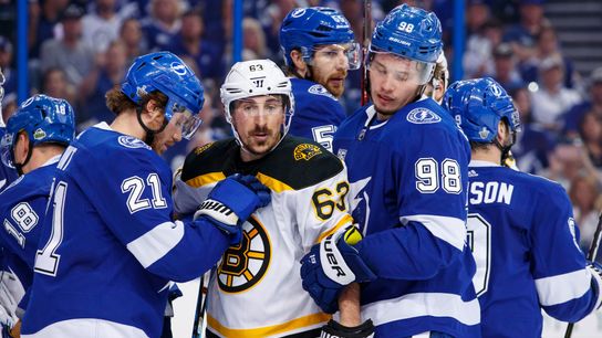 Moran's Breakdown: An ode to the B's top line and my man-crush on Marchy taken at BSJ Headquarters (2018 Stanley Cup Playoffs)