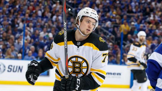 Charlie McAvoy back skating, but dealing with concussion symptoms taken at Warrior Ice Arena (Bruins)
