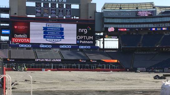 New turf install underway at Gillette Stadium taken at Gillette Stadium (Patriots)