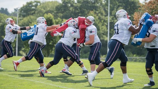 Patriots 1-on-1 totals 07.29.18: Offensive line - One surprise, two starters lagging taken at BSJ Headquarters (Patriots)