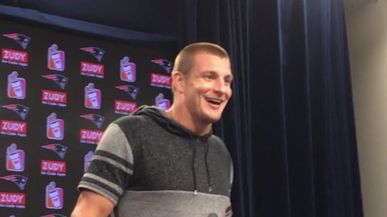 Video: Gronkowski says Patriots are under 'strict rules' not to talk about SB LI this week taken at Gillette Stadium (Patriots)