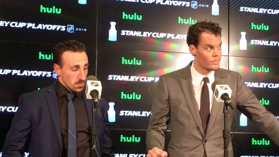 Video: Brad Marchand and Tuukka Rask discuss the Game 4 victory taken at Air Canada Centre (2018 Stanley Cup Playoffs)