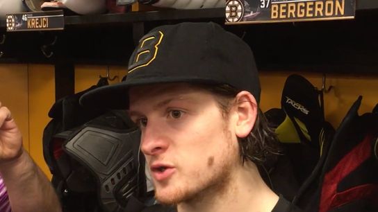 Video: Torey Krug on his game-tying goal - 'It was a big play, then we kept it going' taken at TD Garden (2018 Stanley Cup Playoffs)