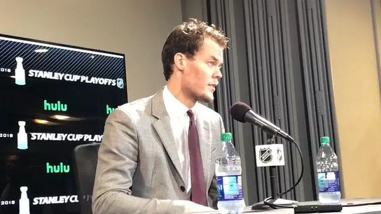 Video: Tuukka Rask - 'You just have to let it go and focus on the next shot' taken at BSJ Headquarters (2018 Stanley Cup Playoffs)