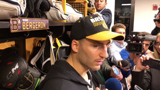 Video: Patrice Bergeron on hat trick, Bruins' home-opening win taken at TD Garden (Bruins)