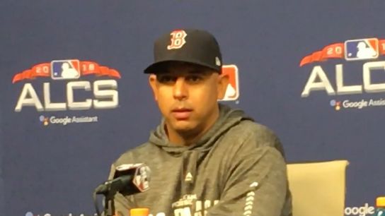 Video: Alex Cora - 'To show up today and play the way we did, I'm very proud of them' taken at Minute Maid Park (2018 ALCS)