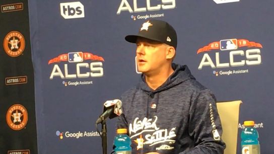 Video: A.J. Hinch - 'It's a 3-2 ballgame until hell broke loose in the 8th' taken at Minute Maid Park (2018 ALCS)