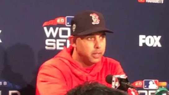 Video: Alex Cora - 'From the first at-bat we put pressure on them. That's what we do' taken at Fenway Park (2018 World Series)