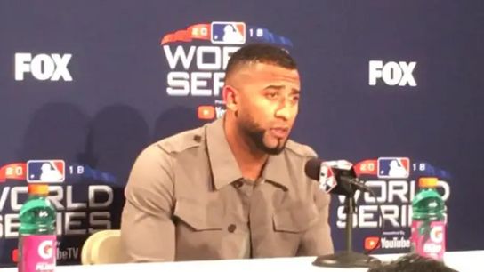 Video: Eduardo Nunez - 'The only reason I signed back here ... I want to win rings' taken at Fenway Park (2018 World Series)