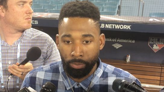Video: Jackie Bradley Jr. on Eovaldi - 'That was pretty special for him to keep putting zeros after zeroes' taken at Dodger Stadium (2018 World Series)